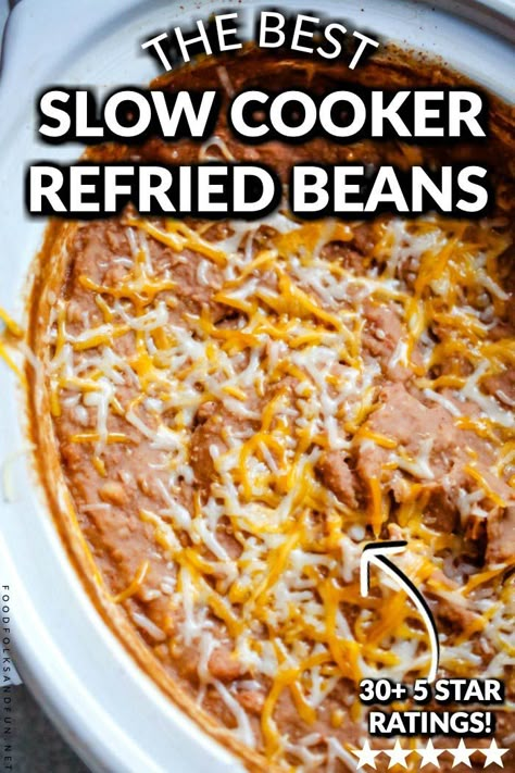 Restaurant Style Refried Beans Recipe, Refried Beans Slow Cooker, Restaurant Style Refried Beans, Slow Cooker Refried Beans, Crockpot Refried Beans, Beans Recipe Crockpot, Make Refried Beans, Beans In Crockpot, Slow Cooker Beans