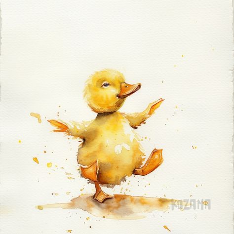 Happy Duck . https://www.behance.net/gallery/197207993/Happy-Duck . . #watercolor #watercolor #aquarela #aquarelando #digitalart Watercolor Animals Simple, Duck Watercolor, Watercolor Duck, Happy Duck, Duck And Ducklings, Pretty Animals, Yellow Duck, Watercolour Art, Water Colors