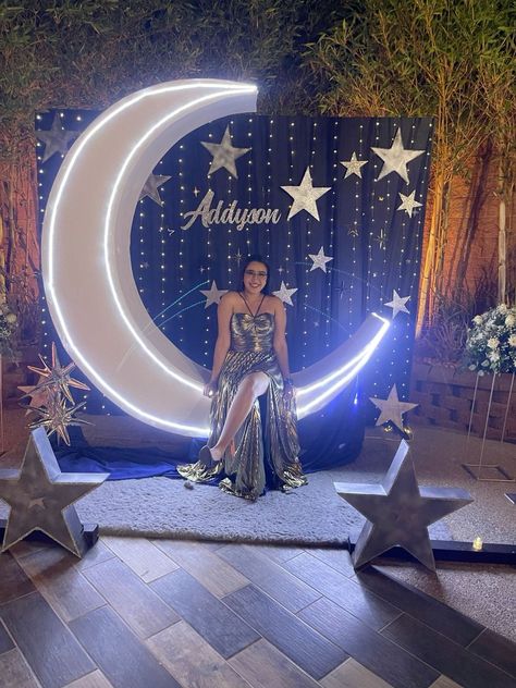 Night Under The Stars Birthday Party, Quince Starry Night Theme, A Night In The Stars Theme, Quinceanera Under The Stars Theme, Quinceanera Starry Night Theme, A Starry Night Theme, Star And Moon Quinceanera Theme, Space Quinceanera Theme, Under The Stars Hoco Theme