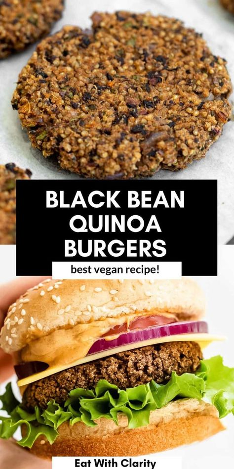 Gluten Free Black Bean Burgers, Black Bean Quinoa Burger, Quinoa Veggie Burger, Nutritious Eating, Vegan Black Bean Burger, Best Veggie Burger, Healthy Sandwich, Black Bean Burger, Vegan Sandwiches