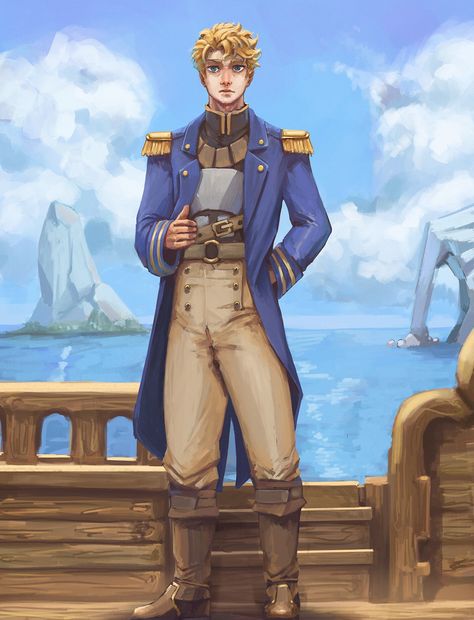 ArtStation - Fantasy DnD Navy Captain, Jesus Cova Fantasy Naval Officer, Dnd Sailor Character Design, Dnd Navy, Dnd Sailor, Fantasy Navy, Ice Throne, Npc Art, Sailor Captain, Navy Outfit