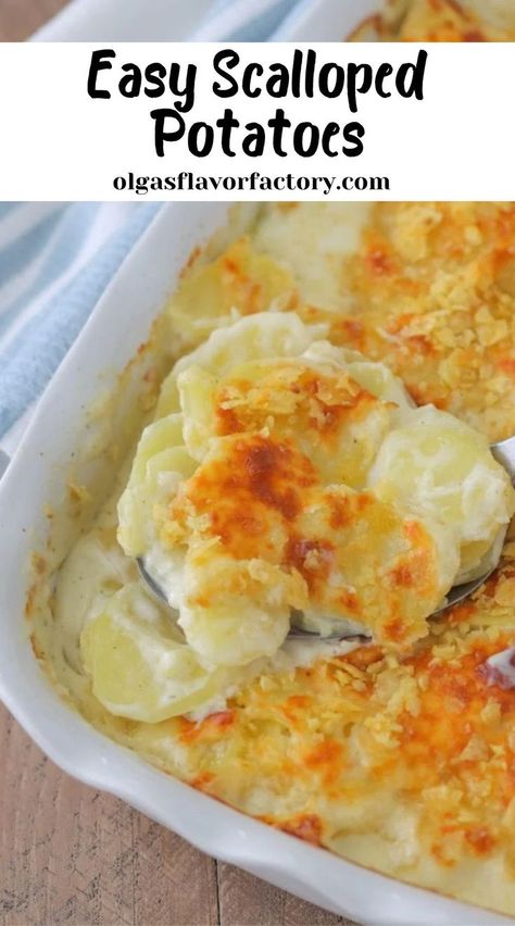 Creamy, rich and flavorful, these easy scalloped potatoes are the best. Perfect for holidays and special occasions, this homemade version is one you should try. Homemade Scalloped Potatoes, Scalloped Potatoes Easy, Crushed Potatoes, Scalloped Potato Recipes, Potatoes Au Gratin, Best Vegetarian Recipes, Scrumptious Desserts, Scalloped Potatoes, Snack Chips