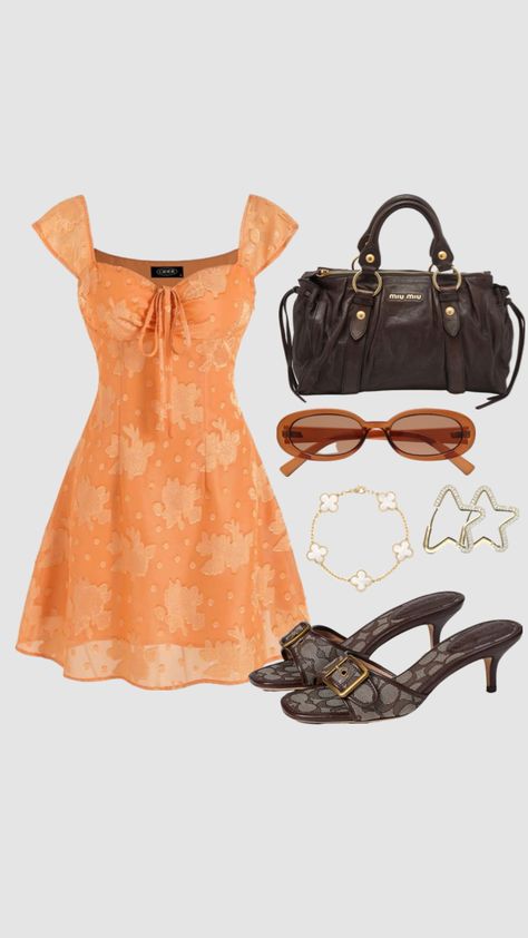 Orange Coquette, Coquette Outfit, Color Outfits, Classy Fits, Summer Trends Outfits, Dinner Outfits, Brunch Outfit, Casual Attire, Mom Outfits