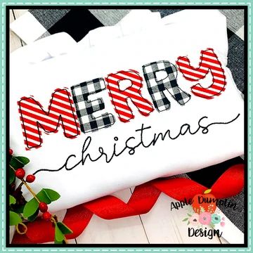 Merry Christmas Bean Stitch Applique Design | Embroidery Boutique Embroidery Svg, Christmas Applique Designs, Cat Beautiful, Christmas Sayings, Embroidery Boutique, Bean Stitch, Christmas Applique, Christmas Embroidery Designs, Design Embroidery