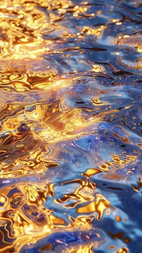 Gold In Nature, Blue And Gold Aesthetic Wallpaper, Gold Background Aesthetic, Blue And Gold Aesthetic, Blue Gold Wallpaper, Yellow Core, Gold Water, Gold Aesthetic, Summer Wallpaper