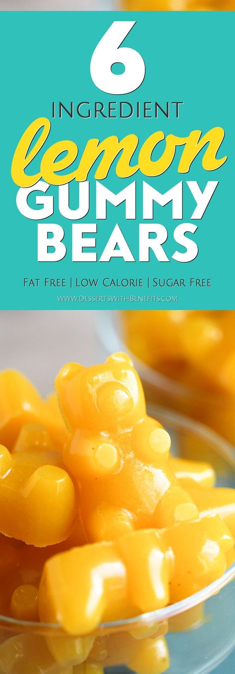 These Healthy Homemade Lemon Gummy Bears taste EVEN BETTER than the storebought version – they’re chewy and gummy, tart and sweet, and totally guilt-free. This easy DIY recipe is made without refined sugar, high fructose corn syrup, and preservatives! -- Healthy Dessert Recipes with sugar free, low calorie, low fat, high protein, gluten free, and dairy free options at the Desserts With Benefits Blog (www.DessertsWithBenefits.com) Lemon Gummies, Fruit Desserts Healthy, Easy Birthday Desserts, Healthy Fruit Desserts, Bear Recipes, Desserts Healthy, Birthday Desserts, Diy Recipe, Sugar Free Desserts