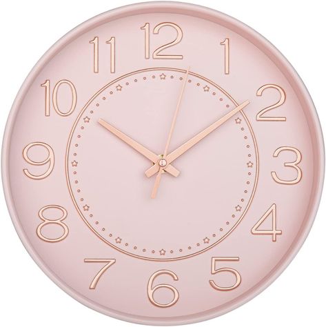 Coquette Furniture, Shuffles Ideas, Pink Classroom, Olive Bedroom, Pink Clock, Ticking Clock, Pink Clocks, Round Wall Decor, Gold Wall Clock