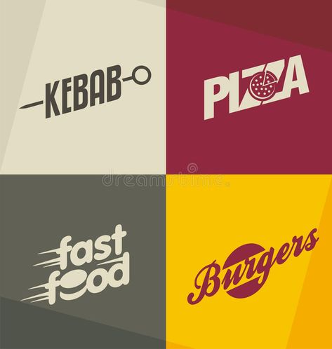 Fast food logo design concepts. Set of unique fast food logo design concepts and , #AFF, #Set, #concepts, #fast, #unique, #food #ad Fast Food Logo Design, Fast Food Restaurant Logo, Fast Food Branding, Vegan Kebab, Fast Food Logo, Elements Symbols, Food Brand Logos, Concept Product, Sushi Logo