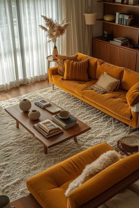 Comfy Rugs In Living Room, 70s Inspired Living Room, French Cottage Living Room, 70s Living Room, 70s Interior Design, 70s Interior, Room Green, 70s Home, French Country Living Room