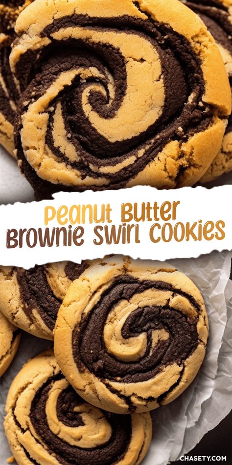 Peanut Butter Brownie Swirl Cookies [40 Minutes] - Chasety Peanut Butter And Brownie Swirl Cookies, Cookie Bake Recipe, Desserts That Can Sit Out, Peanut Butter Brownie Cookie Recipes, Peanut Butter Brownie Swirl Cookie, Cookie Recipes Few Ingredients, Peanutbutter Brownie Swirl Cookies, Interesting Cookies Recipes, Fool Proof Cookies