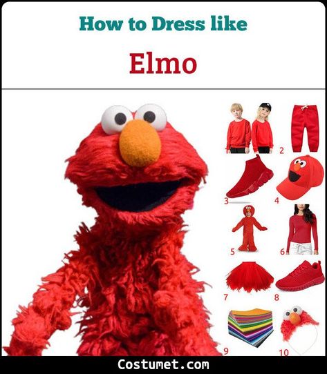 Homemade Elmo Costume, Diy Elmo Costume Women, Elmo Costume Diy, Diy Sesame Street Costume, Diy Elmo Costume, Elmo Headband, Sesame Street Costume, Sesame Street Halloween Costumes, Sesame Street Dress