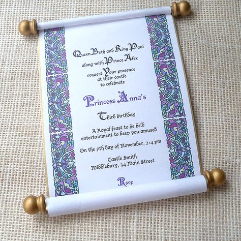 Royal Birthday Party Invitations, Kingdom Party, Queen Birthday Scroll Invitations, Royal Throne, Kn Royal Theme Party, Royal Birthday Party, Royal Invitation, Princess Party Invitations, Scroll Invitation, Royal Theme, Debut Ideas, Royal Party, Medieval Party