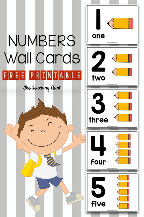 Numbers 1-10 Wall Cards Free Printable- The Teaching Aunt Preschool Number Posters Free Printable, Numbers Free Printable, Number Cards 1-10 Printable Free, Number Posters Free, Preschool Freebies, Number Wall, Preschool Circle Time, Number Poster, Preschool Printable