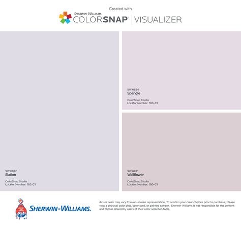 Best Light Purple Paint Color Sherwin Williams, Sherwin Williams Violet Paint Colors, Pastel Purple Paint Colors, Wallflower Sherwin Williams, Sherwin Williams Spangle, Sherwin Williams Lilac Paint Colors, Pale Purple Paint Colors, Sherwin Williams Lavender Paint Colors, Lilac Wall Color