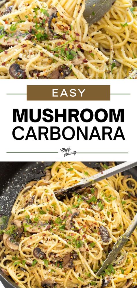 Dinner Mushroom Recipes, Recipes W Mushrooms, Portobello Mushroom Pasta Recipes, Mushroom Pasta Side Dish, Carbonara Pasta With Mushrooms, Spaghetti And Mushroom Recipes, Mushroom And Pasta Recipes Healthy, Pasta Recipe With Mushrooms, Mushroom Carbonara Recipe