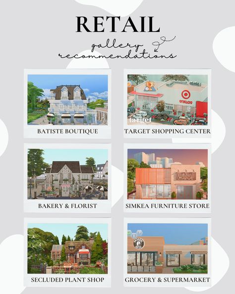 Sims 4 Retail Gallery Recommendations Sims 4 Retail, Target Shopping, Sims 4 Gallery, Sims Freeplay Houses, The Sims 4 Skin, Grocery Supermarket, Sims Building, Recreation Centers, Sims 4 Collections