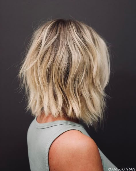 Short styles are BACK! #trending Short Blonde Textured Hair, Fresh Bob Haircut, Wavy Layered Bob Hairstyles, Trending Summer Hair 2024, Shoulder Length Hair Lots Of Layers, Bob Haircuts For Women 2024, Textured Blonde Bob, Short Haircuts For Thinning Hair Women, Textured Bob Fine Hair