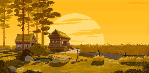 Background for Pocket Rumble! Sunset Pixel Gif, Background For Notion, Pixel Background Landscape, Pixel Animated Background, Pixel Art Background Animation, Nature Pixel Gif, Yellow Pixel Art Wallpaper, Gif Background Pixel, Sunset Pixel Art Gif