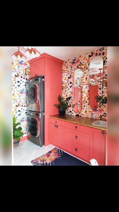 eclectic_twist on Instagram: A tightly condensed version of my @oneroomchallenge laundry room. - Peep all the projects, one frame each, through to completed space! -… Bistro Shelving, Room Transformation, Style Deco, Rooms Reveal, Laundry Room Makeover, Laundry Room Design, Utility Room, The Design Files, Dream House Decor