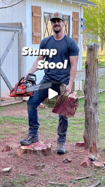 Addison Self | What do you think about this stump stool?

#woodworking #homesteading #outdoorliving | Instagram Stump Chair, Tree Stump Furniture, Stump Stool, Tree Stump Decor, Log Chairs, Log Stools, Wood Stumps, Rustic Chair, Garden Crafts