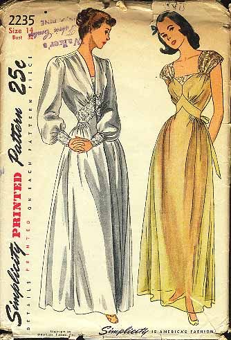 Simplicity 2235...inset waist dressing gown Vintage Sewing, Vintage Sewing Patterns, Popular Culture, Beautiful Fashion, Vintage Patterns, The Ordinary, Night Gown, Sewing Pattern, Gowns Dresses