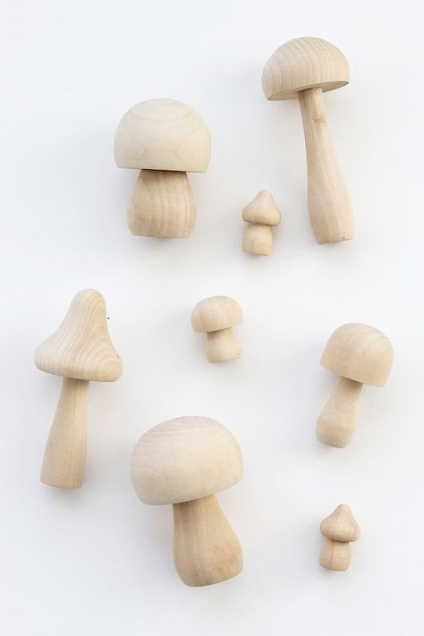 Wooden Mushroom Ornaments - For those who love to create and decorate with unique Christmas ornaments, this simple project is for you. DIY Wooden Mushroom Christmas Tree Ornaments. Diy Mushroom Ornaments, Mushroom Christmas Tree, Wooden Mushrooms, Mushroom Ornaments, Mushroom Christmas, Unique Christmas Ornaments, Wooden Diy, Unique Christmas, Easy Projects