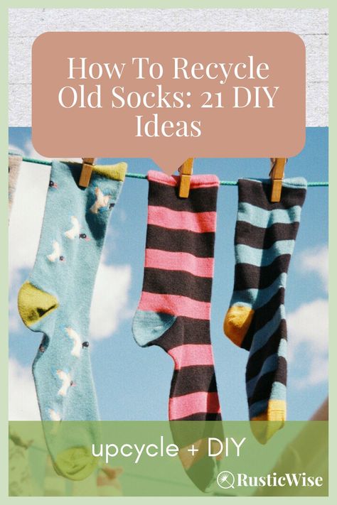 Have a few pairs of old or holey socks? 🧦 Instead of throwing them in the trash, try recycling old socks in the spirit of sustainability. Yes, your old socks can be recycled. We’ll go over the various ways you can donate, compost, and repurpose old socks. #diy #recycle #upcycle | upcycle socks | recycle socks ideas diy | via RusticWise Thing To Make Out Of Socks, How To Use Old Socks Ideas, Diy Old Socks, Sock Upcycle Ideas, Uses For Old Socks, Old Socks Diy Reuse, Socks Upcycle, Sock Upcycle, Old Socks Ideas