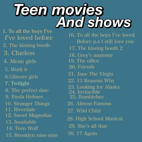 Teenage Netflix Movies List, Movies To Watch On Netflix With Friends, Teen Shows To Watch List, Good Things To Watch On Netflix Tv Shows, Teenage Series To Watch, Good Pg 13 Movies, 2000s Series List, Movie Lists To Watch, Teenage Shows To Watch