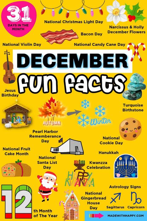 Fun Facts About Fall, Christmas Fun Facts, Saints For Kids, Silly Holidays, Bacon Day, Holiday Facts, Kids Questions, Happy Planner Printables, Fun Facts For Kids