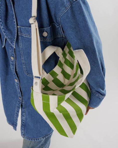 Baggu Duck Bag, Striped Bag, Duck Bag, Duck Canvas, Dark Khaki, Green Bag, Yoga Clothes, Green Stripes, Zip Top