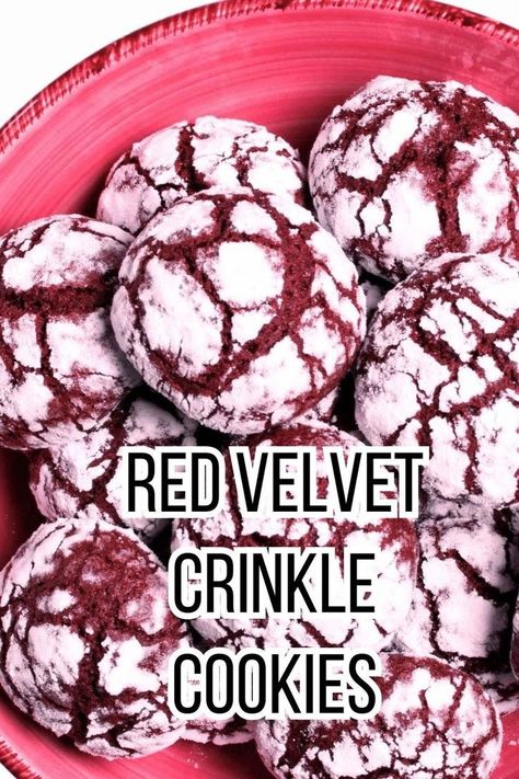 These Red Velvet cake mix cookies transform into the cutest crinkle 
cookies with a roll in powdered sugar right before baking! With soft, 
chewy centers and crinkled edges, these cookies are sure to be a hit 
with everyone. Red Velvet Cake Mix Cookies, Red Velvet Crinkles, Red Velvet Crinkle Cookies, Creamy Green Beans, Perfect Roast Turkey, Easy Red Velvet, Red Velvet Flavor, Chocolate Ganache Frosting, Red Velvet Cake Mix