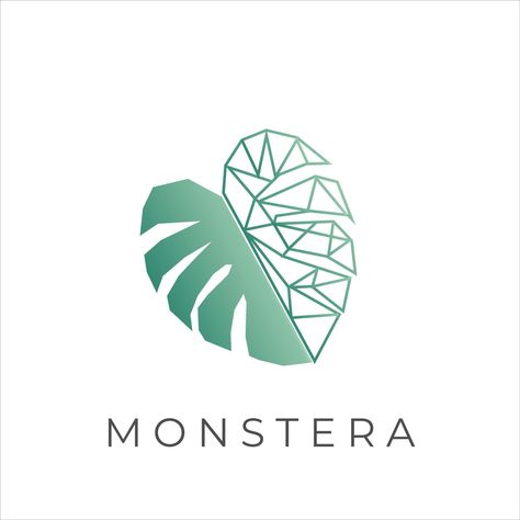 Geometric monstera leaf illustration logo Plant Logos, Leaf Illustration, Illustration Logo, Monstera Plant, Monstera Deliciosa, Monstera Leaf, Book Binding, Bingo, Vector Art