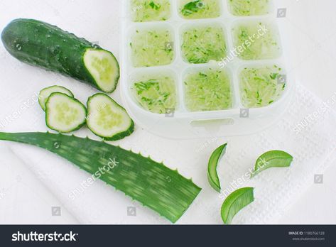 Aloe Vera Ice Cubes For Face, Aloe Vera Ice Cubes, Cucumber For Skin, Cucumber On Eyes, Cucumber For Face, Natural Skincare Recipes, Aloe Vera Face Mask, Chicken Taquitos, Good Skin Tips