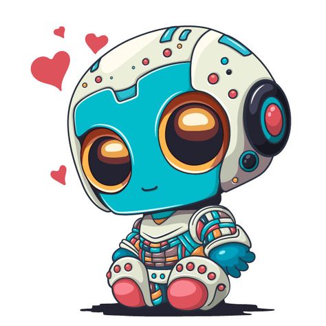 Cartoon robot in love.,  on ArtStation at https://www.artstation.com/artwork/290AJx Character Art Design, Colorful Illustration, T Shirt Png, Keno, Smartphone Case, Diy Stickers, Love T Shirt, Ux Design, Character Art