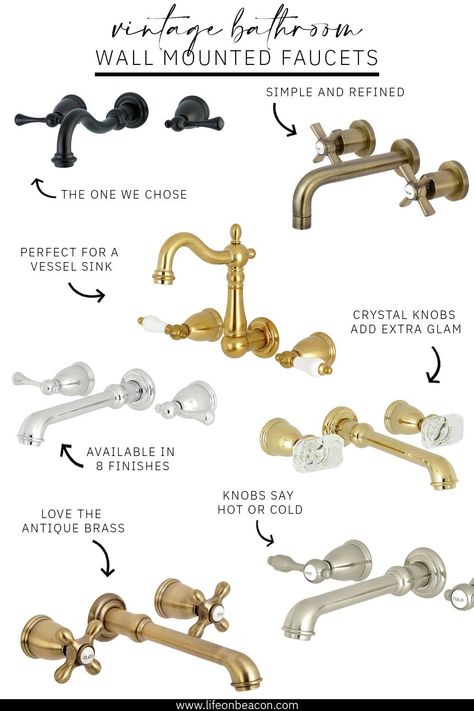 Brass Wall Mount Bathroom Faucet, Faucets From Wall Bathroom, Wall Mount Faucet Bathtub, Brass Wall Faucet, Clawfoot Tub With Wall Mount Faucet, Single Handle Wall Mount Bathroom Faucet, Bathroom Vanity With Wall Mounted Faucet, Clawfoot Tub Faucet Ideas, Bathroom With Wall Mount Faucet