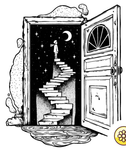 Dream Ideas Art, Dream Art Drawing, Dreaming Drawing, Dream Drawing, Space Drawings, Illustration Tattoo, The Moon And Stars, Dark Art Drawings, Open Door