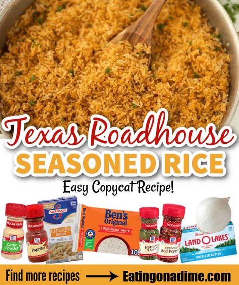 Copycat Knorr Rice Sides, Roadhouse Rice Recipe, How To Make Flavorful Rice, Texas Road House Rice Recipe, Instant Pot Texas Roadhouse Rice, Season White Rice Recipes, White Minute Rice Recipes, Seasoned Rice Rice Cooker, Moe’s Seasoned Rice Recipe