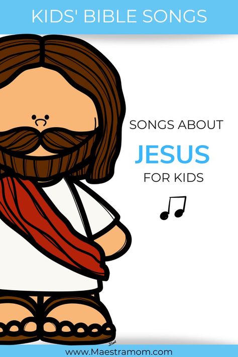 Let's sing Bible songs about Jesus! Discover 11 fun and simple songs to familiar tunes to teach little ones about Jesus. Bible songs for church, home, VBS, Sunday school, and Bible class. Free song downloads. Bible School Songs, Children's Church Songs, Bible Songs For Kids, Sunday School Songs, Simple Songs, Church Songs, Bible Songs, Jesus Songs, Songs For Kids