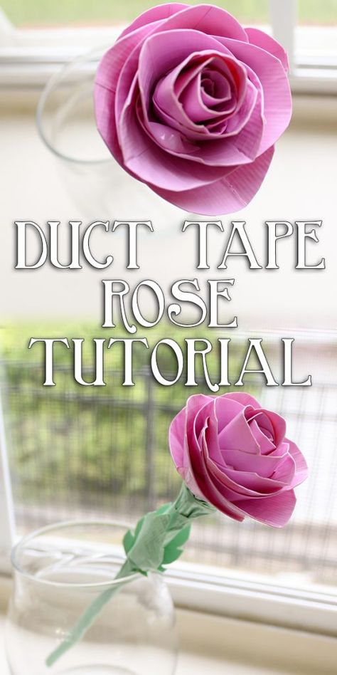 Duct Tape Rose Tutorial Duct Tape Flower Bouquet, Duct Tape Pens, Duct Tape Flower Pens, Reunion Activities, Duct Tape Rose, Duct Tape Diy, Duck Tape Projects, Duct Tape Projects, Duct Tape Flowers