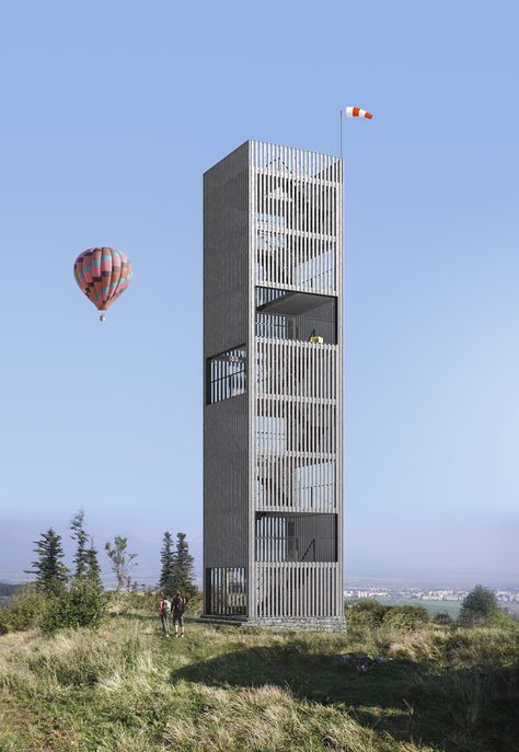 Wooden observation tower near Poprad, Slovakia by #henkaiarchitekti https://www.facebook.com/HenkaiArchitekti/ #observationtower #tower #slovakiamountains #poprad #hightatras #tower #architecture #henkaiarchitekti Viewing Tower Architecture, Lookout Tower Architecture, Watchtower Architecture, Observation Tower Architecture, Watch Tower Architecture, Poprad Slovakia, Observatory Tower, Tower Architecture, Urban Ideas