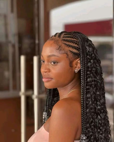 Sew In Weave Straight, Half Braided Half Sew In, Half Braids Half Sew In Weave, Half Braids, Hair Vision Board, Sew In Weave Hairstyles, Weave Straight, Braids Inspiration, Box Braid Hair