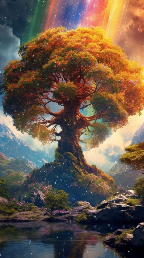 Elven Tree, Tree Of Life Artwork, Model Engineering, Faraway Tree, Enchanted Tree, Fantasy Tree, Magic Land, Trees Art, Magical Tree