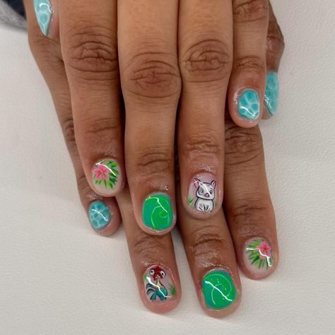 Moana nails🤭🌊🌺🌺 Structured gel mani fill: $60 Intricate designs x6: $42 Medium designs x4: $20 Total: $122 #moana #moananails #disney #disneynails #easynails #neutralnails #chromenails #bloominggelnails #fruitnails #nailsnailsnails #auranails #3dnails #gelnails #gelxnails #gelx #buildergel #nailsofinstagram #frenchtips #simplenails#coquette Flower nails, dainty nails, lace nails, Chrome nails, neutral nails, junk nails, 3d nail art, crazy nails, funky nails, cool nails, almond nails, 3d ... Moana Nails Disney, Moana Nail Art, Moana Nails, Nails Junk, Nails Dainty, Nails Lace, Dainty Nails, Nails Funky, Cool Nails