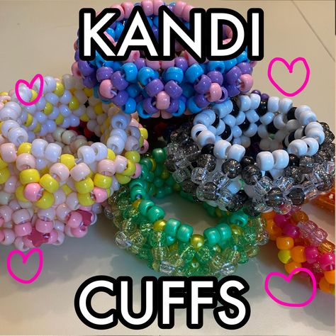 Small 3D Kandi Cuffs, Handmade and very durable. 3d Kandi Cuff, 3d Kandi, Rave Kandi Ideas, Kandi Cuff Patterns, Diy Kandi Bracelets, Kandi Cuffs, Diy Kandi, Kandi Ideas, Kandi Cuff