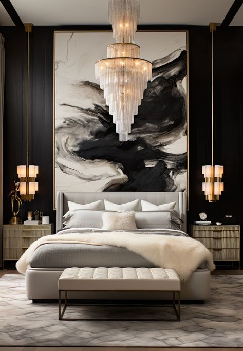 Glam Primary Bedroom, Modern Glam Bedroom Ideas, Glam Master Room Bedroom Ideas, Luxurious Bedrooms Elegant, Most Luxurious Bedrooms, Gorgeous Bedrooms Luxury, Master Bedrooms Decor Modern Luxury, Black Glam Bedroom, Modern Glam Bedroom