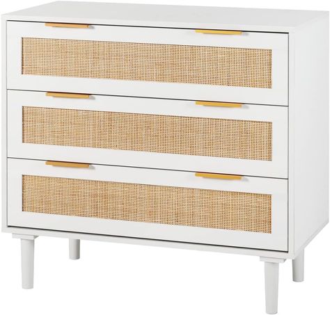 PRICES MAY VARY. 〖Modern and Bohemian Element〗-The bedroom Nightstands is equipped with 3 rattan decorated drawers. this unique design is very rare on Amazon.It will bring you a completely different visual experience, In addition, the rattan design is breathable and dehumidifying, which can ensure that the cosmetics and other items you put inside will not melt and damage in hot summer 〖Multi-function Tall Nightstand〗-This end table is perfect for bedroom, living room. 3 Rattan drawers to provide Closet Dressers, Bedroom Rattan, Rattan Drawers, Tall Nightstand, Large Nightstand, Rattan Dresser, Rattan Bedroom, Dresser Modern, Bedroom Nightstands