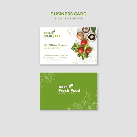 Healthy Logo Design, Restaurant Card, Food Business Card, Restaurant Business Cards, Business Card Set, Qr Code Business Card, Graphic Design Business Card, Restaurant Business, Name Card Design