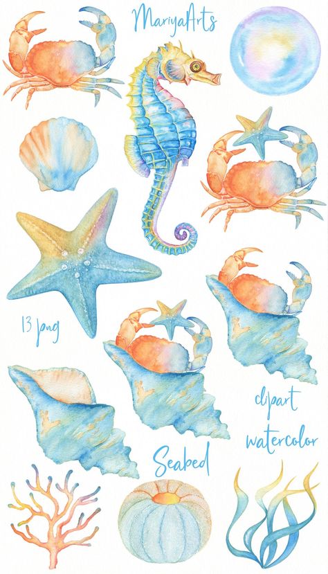 Seaweed Template, Undersea Watercolor, Under The Sea Illustration, The Sea Illustration, Sea Clipart, Sea Illustration, Visual Memory, Watercolor Paintings Tutorials, Arte Inspo