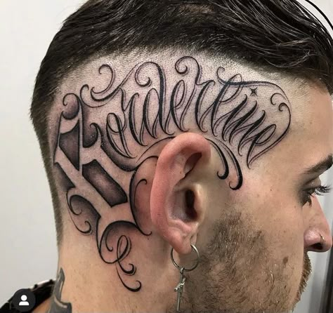 Neck Script Tattoo, Mens Face Tattoos, Lettering Tattoo Design, Script Tattoo, Traditional Style Tattoo, Chicano Style Tattoo, Chicano Art Tattoos, Lettering Tattoo, Tattoo Script