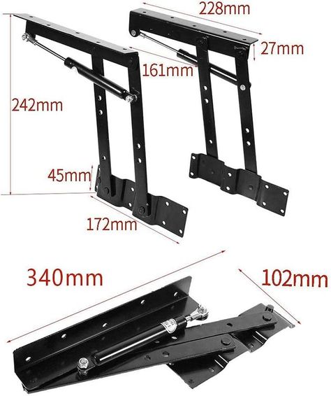 $42.06 【Heavy Steel】：Coffee Table Mechanism Hardware is made of heavy duty steel material,durable and sturdy to use, not easy to bend and break. 【Large Load Capacity】: Approx. 50kg / 100lb, Angle Range: Approx. 125 degree, so they are used as a large lift up coffee table mechanism hardware fitting furniture hinges with springs 【Functional Lift】：With this kind of lift you can turn your normal coffee table into a functional coffee table, they also can b... Lift Up Coffee Table, Lift Coffee Table, Diy Side Table, Furniture Hinges, Spring Furniture, Steel Coffee Table, Metal Furniture Design, Folding Furniture, Lift Top Coffee Table